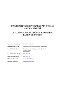 2014 Haziran Ara D&ouml;nem &ndash; Konsolide