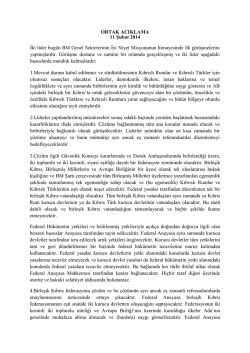 ORTAK A&Ccedil;IKLAMA 11 Şubat 2014 İki lider bug&uuml;n BM Genel