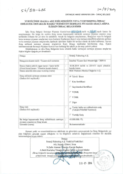 YURTİÇİNDE HALKA ARZ EDİLMEKSİZİN vEYA