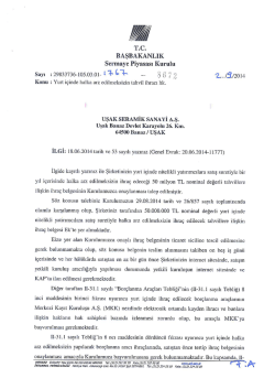 SPK BELGESİ - Uşak Seramik