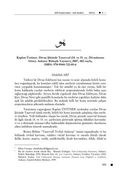 Abdullah Arı-Kaplan &Uuml;st&uuml;ner. Divan Şiirinde Tasavvuf