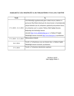 HAKKARİ İLİ AİLE HEKİMLİĞİ 16. EK YERLEŞTİRME UYGULAMA