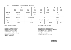 5-B Sınıfı Ders Programı