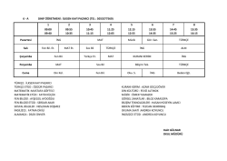 6-A Sınıfı Ders Programı