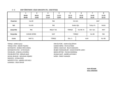 5-A Sınıfı Ders Programı