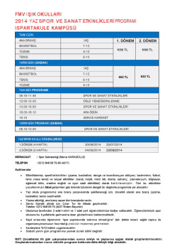 fmv ışık okulları 2014 yaz spor ve sanat etkin likleri programı