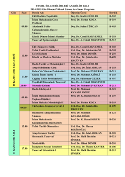 Temel İslam Bilimleri ABD G&uuml;z Yarıyılı Ara Sınav Programı