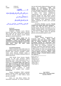 İLİ : YOZGAT TARİH : 31/01/2014 KANAAT Değerli Kardeşlerim