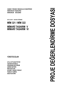MİM 321 / MİM 322 MİMARİ TASARIM V MİMARİ