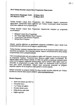 2014 Türkiye Bursları Lisans Burs Programları Başvuruları