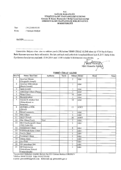 2014 Yılı Tıbbi Cihaz Alımı &Uuml;st Yazısı