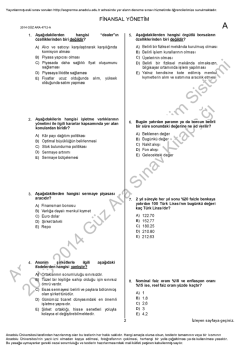 A&Ouml;F Finansal Y&ouml;netim | 2014 Ara Sınav İNDİR