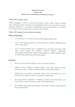 EK T&uuml;rkiye 100 Programı