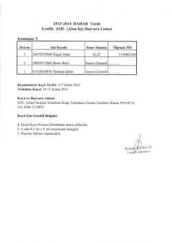2013-2014 BAHAR Yarın Grafik ASD. (Alan i&ccedil;i) Başvuru Listesi