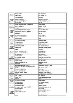 16 Aralık 2014 Salı TOYGA &Ccedil;ORBA ETLİ BEZELYE İZMİR K&Ouml;FTE