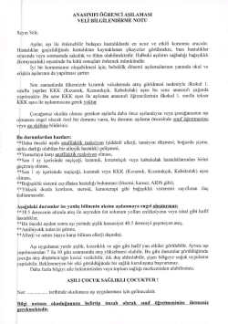 anasınıfı aşı duyurusu