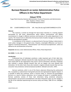 Burnout Research on Junior Administrative Police Officers in the