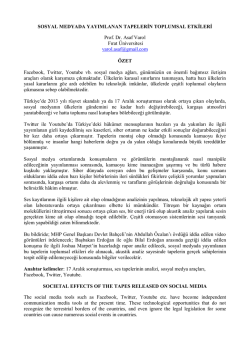 SOSYAL MEDYADA YAYIMLANAN TAPELERİN