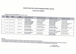 ARAKLı İL&Ccedil;ESİ AİLE sAĞLıĞı MERKEZİ N&Ouml;BET LİsTEsİ ocAK 2015