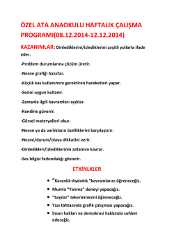 &Ouml;ZEL ATA ANAOKULU HAFTALIK &Ccedil;ALIŞMA PROGRAMI(08.12