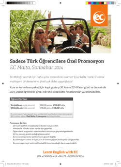 Sadece T&uuml;rk &Ouml;ğrencilere &Ouml;zel Promosyon EC Malta