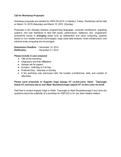 Call for Workshop Proposals Workshop proposals are