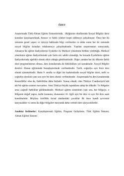 Türk -Alman Eğitim Sistemlerinde (Bavyera Eyaleti)