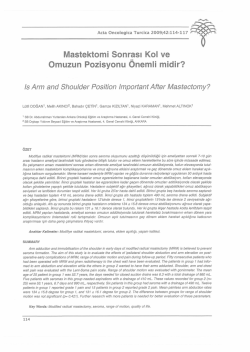 Mastektomi Sonrası Kol ve Omuzun Pozisyonu &Ouml;nemli midir? Is Arm