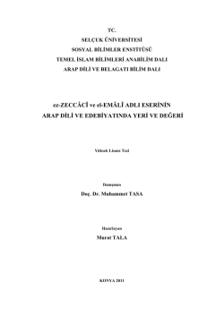 ez-ZECCÂCÎ ve el-EMÂLÎ ADLI ESERİNİN ARAP DİLİ VE