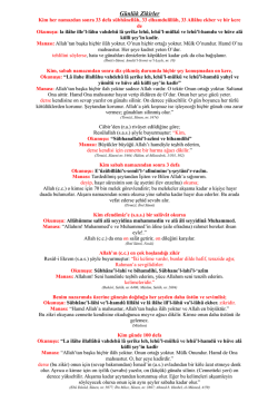 G&uuml;nl&uuml;k Zikirler