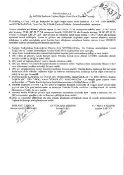 &Uuml;s HOLDİNG As. 26 /08/2014 Tarihinde Yapılan