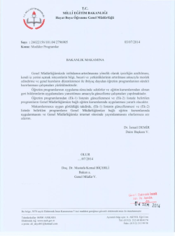 03/07/2014 tarih ve 2796905 sayılı Modüler Programlar onayı