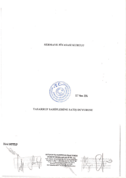 Tasarruf Sahiplerine Satış Duyurusu