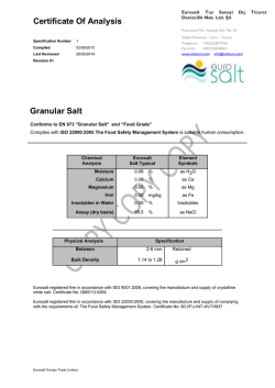 Certificate Of Analysis Granular Salt