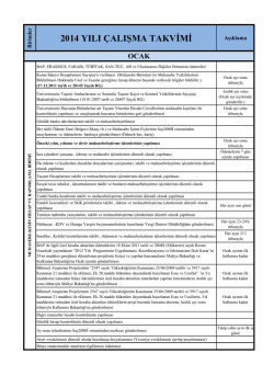 2014 yılı &ccedil;alışma takvimi - Strateji Geliştirme Daire Başkanlığı