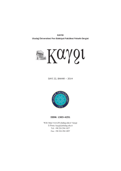 KAYGI Uludağ &Uuml;niversitesi Fen Edebiyat Fak&uuml;ltesi Felsefe Dergisi