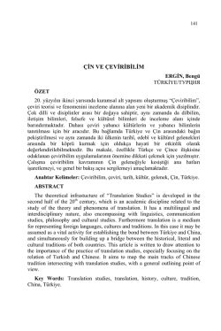 ERGİN, Bengü-ÇİN VE ÇEVİRİBİLİM