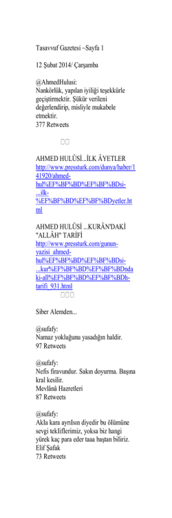 Tasavvuf Gazetesi ~Sayfa 1 12 Şubat 2014