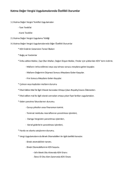 Katma Değer Vergisi Uygulamalarında &Ouml;zellikli