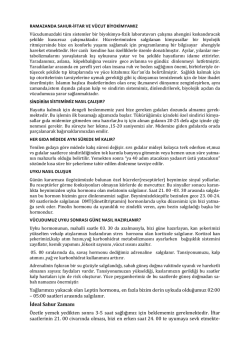 Ramazan ayında sahur ve iftardaki v&uuml;cut biyokimyamız