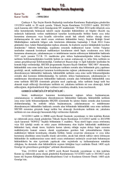 2014/95 - Y&uuml;ksek Se&ccedil;im Kurulu Başkanlığı