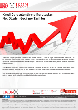 Kredi Derecelendirme Kuruluşları Not Gözden Geçirme