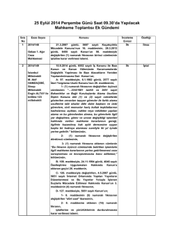 25 Eyl&uuml;l 2014 Perşembe EK G&Uuml;NDEM