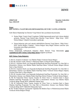KDV İSTİSNA TALEP BELGELERİ HAKKINDA