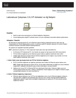 Laboratuvar Çalışması 3.5.2 IP Adresleri ve Ağ İletişimi