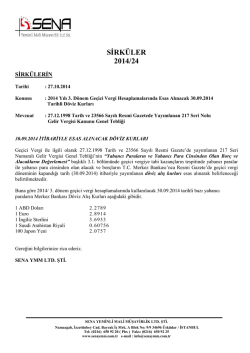 2014 Yılı 3. D&ouml;nem Ge&ccedil;ici Vergi Hesaplamalarında Esas Alınacak