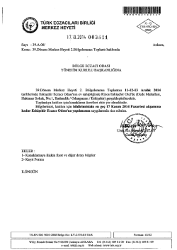 toplantıya katılım ve konaklama ücterlerini bildiren yazı