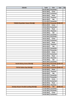 Etkinlik Tarih G&uuml;n Saat No 01.01.2015 Perşembe
