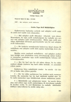 Kadastrosuna baslanilan yerlerdc mal sahipleri sicilli asagi