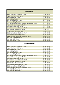 2014 - 2015 Akademik Takvimi